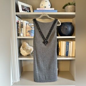 Tory Burch Elsa Embellished Wool Blend Sleeveless Dress